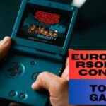 “Hands holding a Game Boy Advance SP with the game Stranger Things displayed and text EuroGamersOnline Console Top 10 Games”