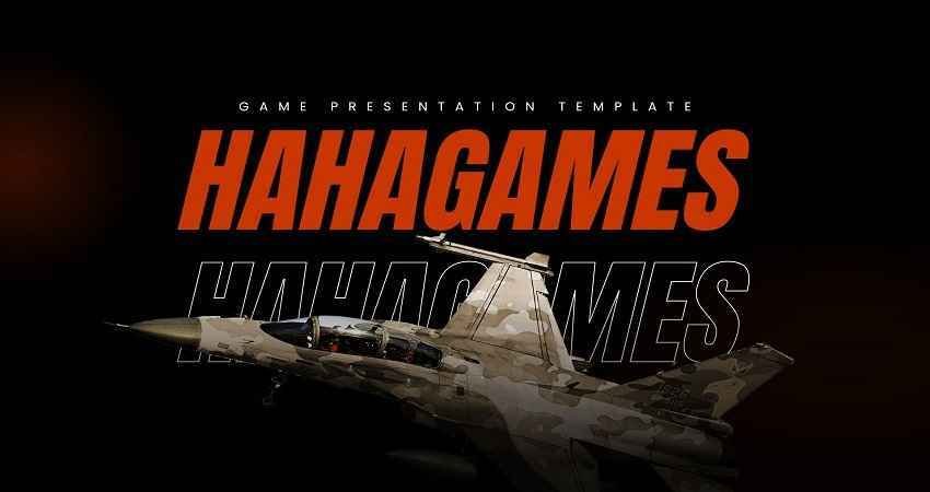 Hahagames game presentation banner featuring a military jet, highlighting action-packed online gaming