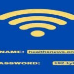 WiFi login screen showing network name healthsnews.online and non-standard numeric string password 192.1y8.1.1